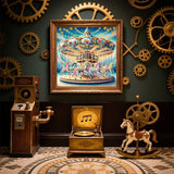 5D Diamond Art Kits for Adults,Carousel Special Shape Diamond Painting Kits for Beginners, DIY Crystal Diamond Dots Gem Art Craft for Home Decor 11.8x11.8 Inch Acelii