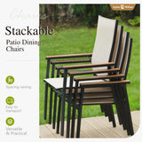 Sophia & William Patio Dining Set 9 Pieces, Patio Table and Chairs Set for 8, 83"x 39" Large Rectangular Metal Dining Table and 8 x Lightweight Aluminum Stackable Chairs (Beige) Sophia & William