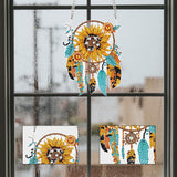 Sunflower Dream Catcher Diamond Painting Kit Ornament with Hanging Chain DIY Diamond Art Hanging Pendant Paint by Number Stained Glass Wall Art for Adults Home Wall Decor Gift AiYuanzsh