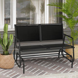 Crownland Textilene Outdoor Glider Chair – Stylish Two-Seat Loveseat for Patio, Lawn & Garden (Black) Crownland