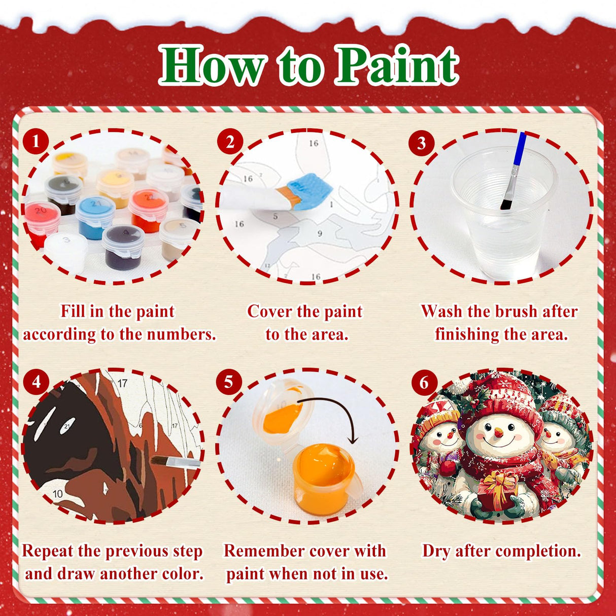 HMZephitiquc Snowman Paint by Number Canvas for Adults, Christmas Paint by Numbers Kit for Adults, Painting by Numbers, Beginner Easy Oil DIY Crafts Home Wall Decor 16x16 in HMZephitiquc