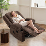 HAOMARKETS Classic Manual Recliner with Massage and Heat for Adults, Breathable Fabric Recliners with Two Cup Holders, Overstuffed Heavy Duty Reclining for Living Room, Brown HAOMARKETS