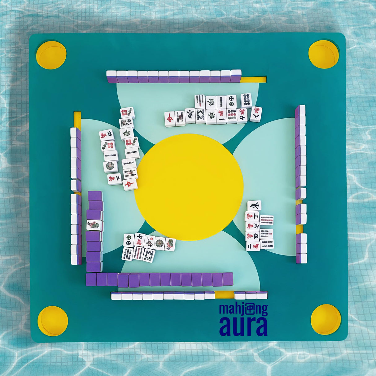 Mahjong Aura - Floating Mahjong Table for Pool - Swimming Pool and Hot Tub Float Board for Card Games, Scrabble, Dominoes, Poker - Adults Pools Game Tray for Water and Lake - Domino Floater Tables Mahjong Aura