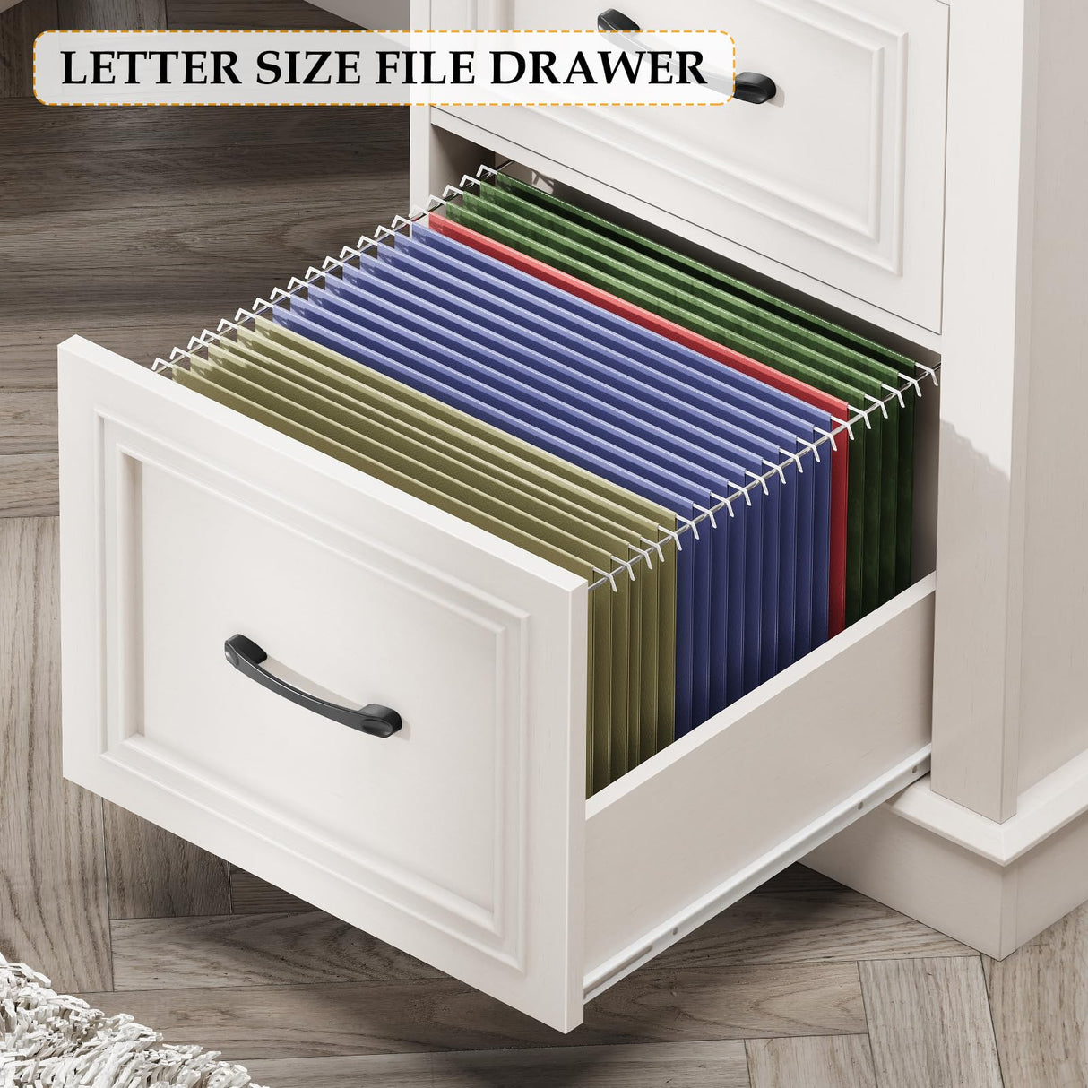 Halitaa Farmhouse 47" Executive Desk, Computer Desk with Drawers and File Drawer, Workstation Computer Desk with Charging Station for Home Office,Study,Unique White. Halitaa