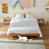 Vdomus Bamboo Stackable Nightstand Set of 2-16 inches Natural Wood Matching Side Table - Wooden Bedside Tables - Minimalist Low End Table Furniture for Living Room or Bedroom Mothers Day Gifts Vdomus