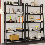 IRONCK Industrial Bookshelf 5-Tier 31.5 in Wide, Bookcase Ladder Shelf, Storage Shelves Rack Shelf Unit, Accent Furniture Metal Frame, Home Office Furniture for Bathroom, Living Room IRONCK