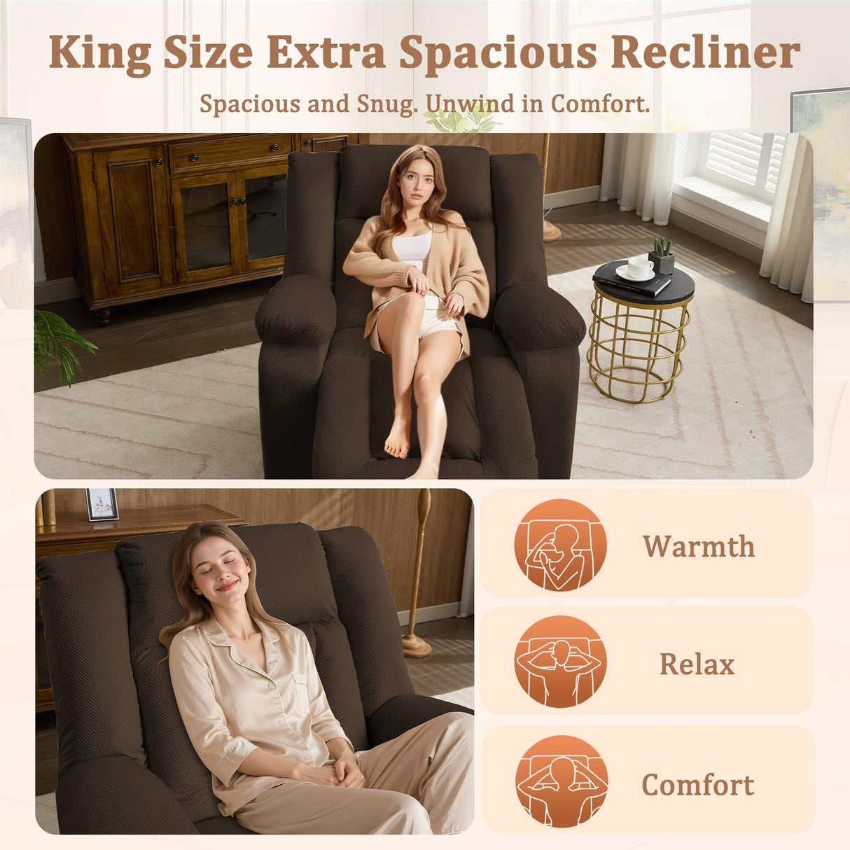 Korser Rocker Recliner Chairs for Adults, Swivel Rocking Chair with Heat and Massage, Modern Electric Recliner with Extra Wide, Waffle Fabric Massage Chair Recliner for Living Room, Bedroom Korser