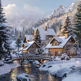 CHWGLFGG 5D Diamond Art Kits for Adults Beginners, Snowy Landscape Diamond Painting Kits, DIY Full Round Drill Winter Cabin Paint by Diamonds Dot Gem Art for Adults, Home Wall Decor 13.7X 13.7 Inch CHWGLFGG