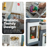 Step2 Gilded Gourmet Kids Kitchen Playset, Indoor/Outdoor Kitchenette, Interactive Play with Lights and Sounds, Made of Durable Plastic, Includes 20 Piece Toy Accessories, for Toddlers 2+ Years Old Step2