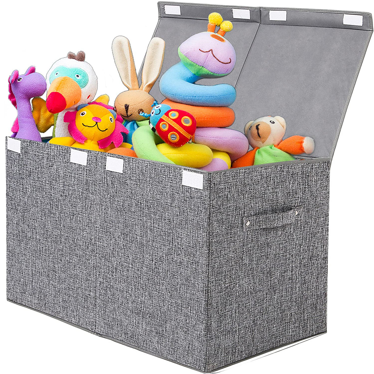 popoly Large Toy Box Chest with Lid, Collapsible Sturdy Toy Storage Organizer Boxes Bins Baskets for Kids, Boys, Girls, Nursery, Playroom, 25"x13" x16" (Linen Gray) popoly