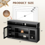 WLIVE TV Stand up to 65 Inch TV, 59" Entertainment Center with LED Lights, Farmhouse TV Media Console with Storage Cabinets, Adjustable Shelves for Living Room and Bedroom, Black WLIVE