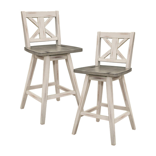 Homelegance Amsonia Counter Height Swivel Barstool (Set of 2), White - WoodArtSupply