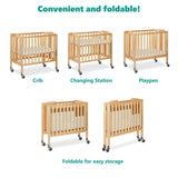Dream On Me 3-in-1 Folding Portable Crib, Natural, Large Dream On Me