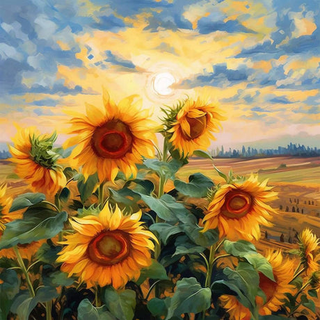 PRASIO Paint by Numbers Kit for Adults Flowers, Sunflower Easy Adult Paint by Number Kits on Canvas, DIY Acrylic Watercolor Oil Paint by Number for Adults Beginner for Home Decor Gift 16x16 Inch PRASIO