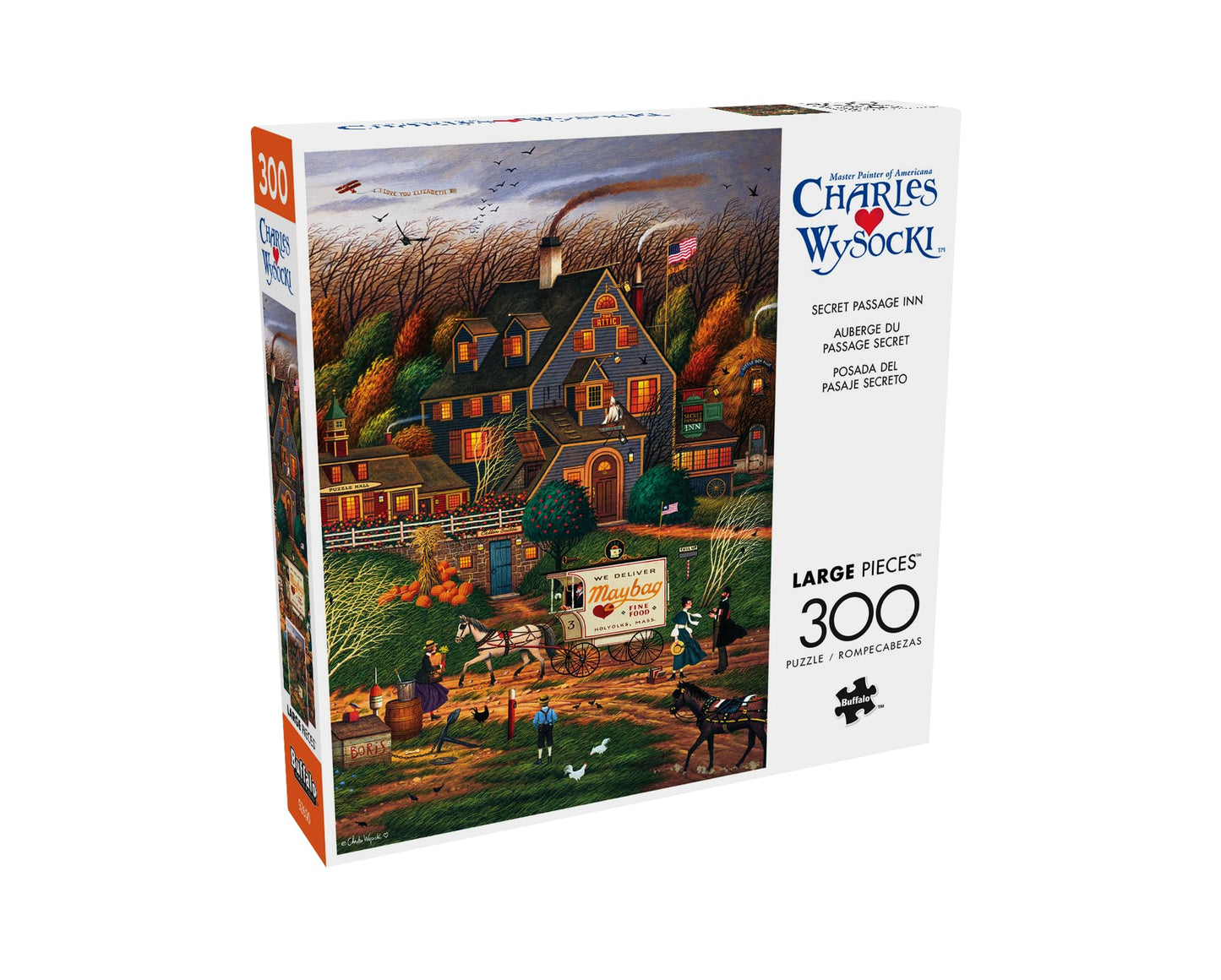 Buffalo Games - Charles Wysocki - Secret Passage Inn - 300 Piece Jigsaw Puzzle for Adults -Challenging Puzzle Perfect for Game Nights - Finished Size is 21.25 x 15.00