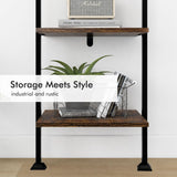 Axeman 5-Tier Ladder Shelf, Tall Narrow Bookcase for Small Spaces, Book Storage Organizer Case for Living Room, Home Office, Study, Industrial Style Black Metal Frame and Rustic Brown Shelf Axeman