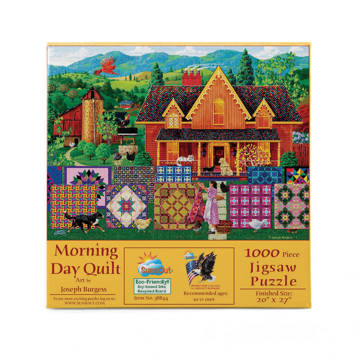 SUNSOUT INC - Morning Day Quilt - 1000 pc Jigsaw Puzzle by Artist: Joseph Burgess - Finished Size 20" x 27" - MPN# 38844 SunsOut