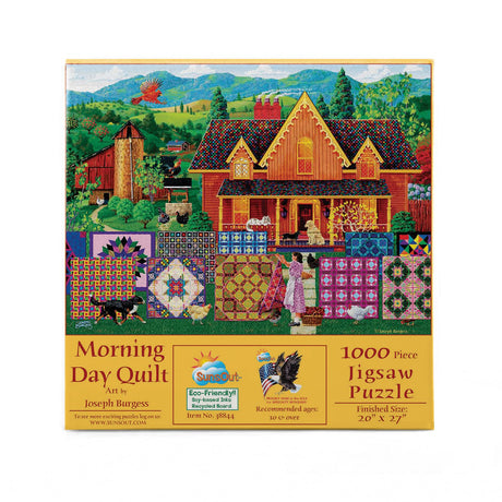 SUNSOUT INC - Morning Day Quilt - 1000 pc Jigsaw Puzzle by Artist: Joseph Burgess - Finished Size 20" x 27" - MPN# 38844 SunsOut