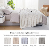 Amélie Home Faux Fur Throw Blanket for Couch, Cozy Fuzzy Fluffy Fur Luxurious Soft Striped Plush Gift Blankets for Family Sofa Chair Bedroom, 55"x70", Ivory Amélie Home