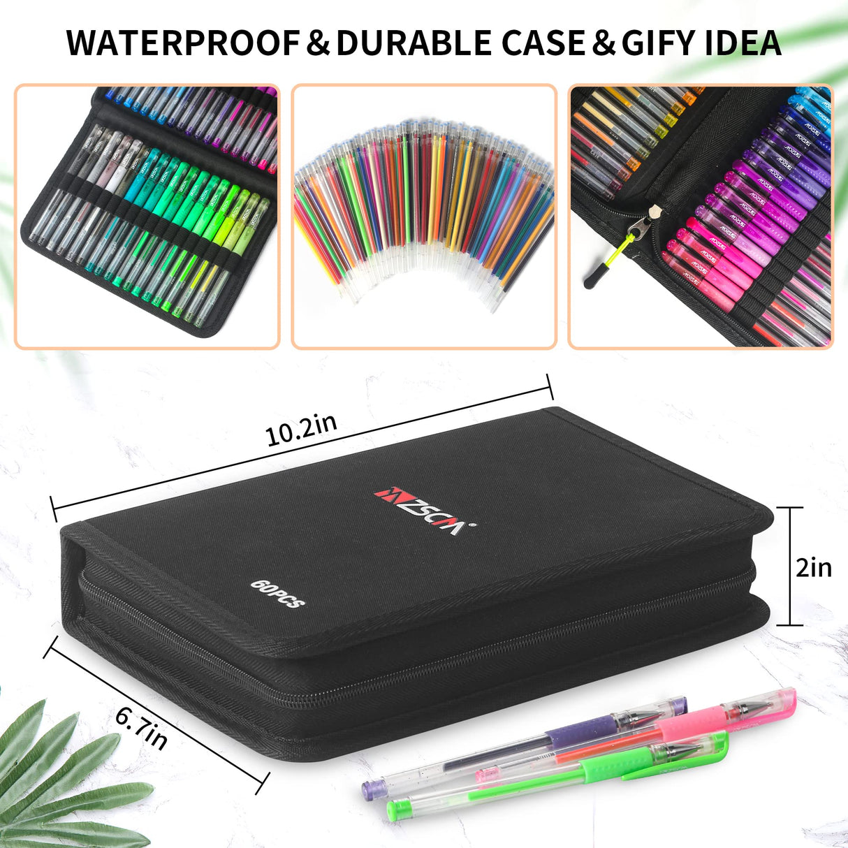 120 Pack Glitter Gel Pens Set, ZSCM 60 Colors Pens Include 48 Glitter Pens, 12Classic Pen With 60 Matching Color Refills, Canvas Bag For Adults Coloring Books Drawing Journaling Scrapbook ZSCM QUALITY DECIDES THE FUTURE