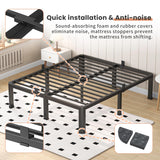 VIPSHOW 20 Inch King Heavy Duty 3500 lbs Bed Frame with Round-Corner Legs & Anti-Squeak Design – Quick Assembly Metal Platform, No Box Spring Needed VIPSHOW