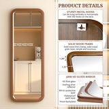 LVSOMT 63"×18” Wooden Full Length Mirror, Full Body Mirror, Standing Floor Mirror, Solid Wood Frame, Stand Up or Wall-Mounted, Dressing Mirror for Bedroom, Rustic Mirror, Walnut LVSOMT