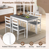 COSTWAY Dining Table Set for 4, Wood Kitchen Table Chairs Set with Rubber Wood Legs, Space-Saving Design, Modern 5-Piece Dinette Set for Small Place, Kitchen, Dining Room, Restaurant (Grey) COSTWAY