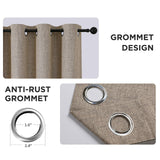 CUCRAF 100% Blackout Window Curtains 84 inches Long 2 Panels Set, Faux Linen Look Thermal Insulated Grommet Drapes, Room Darkening Curtain for Bedroom Living Room(W52 x L84 Inch, Light Khaki) CUCRAF