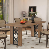 ELECWISH Dining Table for 6-8 People, 71 Inch Wood Rectangular Farmhouse Kitchen Table, Large Industrial Dinner Table with Strong Metal Frame for Dining Room, Outside ELECWISH