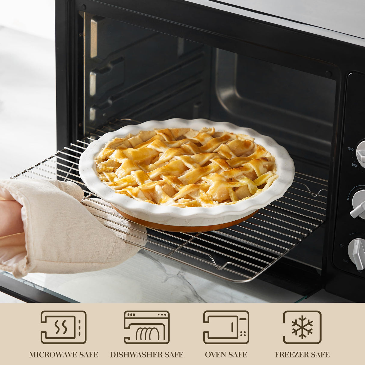 MALACASA Ceramic Pie Pan Set of 2-9 Inch Quiche Baking Dish Deep Pie Dish, Nonstick Pie Plate for Apple Pie,Pot Pie and Tart, Series TARA MALACASA