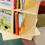 Guidecraft EdQ Rotating Book Display - Birch: Spinning Plywood Storage Bookshelf with Acrylic Windows for Kids Classroom, Playroom, or Bedroom Guidecraft