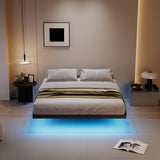 qimamo 14 Inch Floating Queen Bed Frame with Smart LED Lights and Charging Station, Modern Metal Queen Bed Frame, Easy to Assemble, No Box Spring Needed (Queen) qimamo