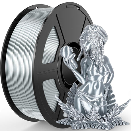 Amoybaby Silver Grey Silk PLA Filament 1.75mm, High Gloss PLA 3D Printer Filament Low Warp & Clog-Free, Dimensional Accuracy +/- 0.03mm, 1kg(2.2lb), Fits for Most FDM 3D Printers Amoybaby