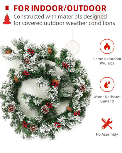 STRPRETTY BASIC 9 FT Christmas Garland, Artificial Xmas Garland Indoor Outdoor Non-Lit Pine Garland with Pine Cones Red Berries for Christmas Holiday Mantle Wreath Wedding Party