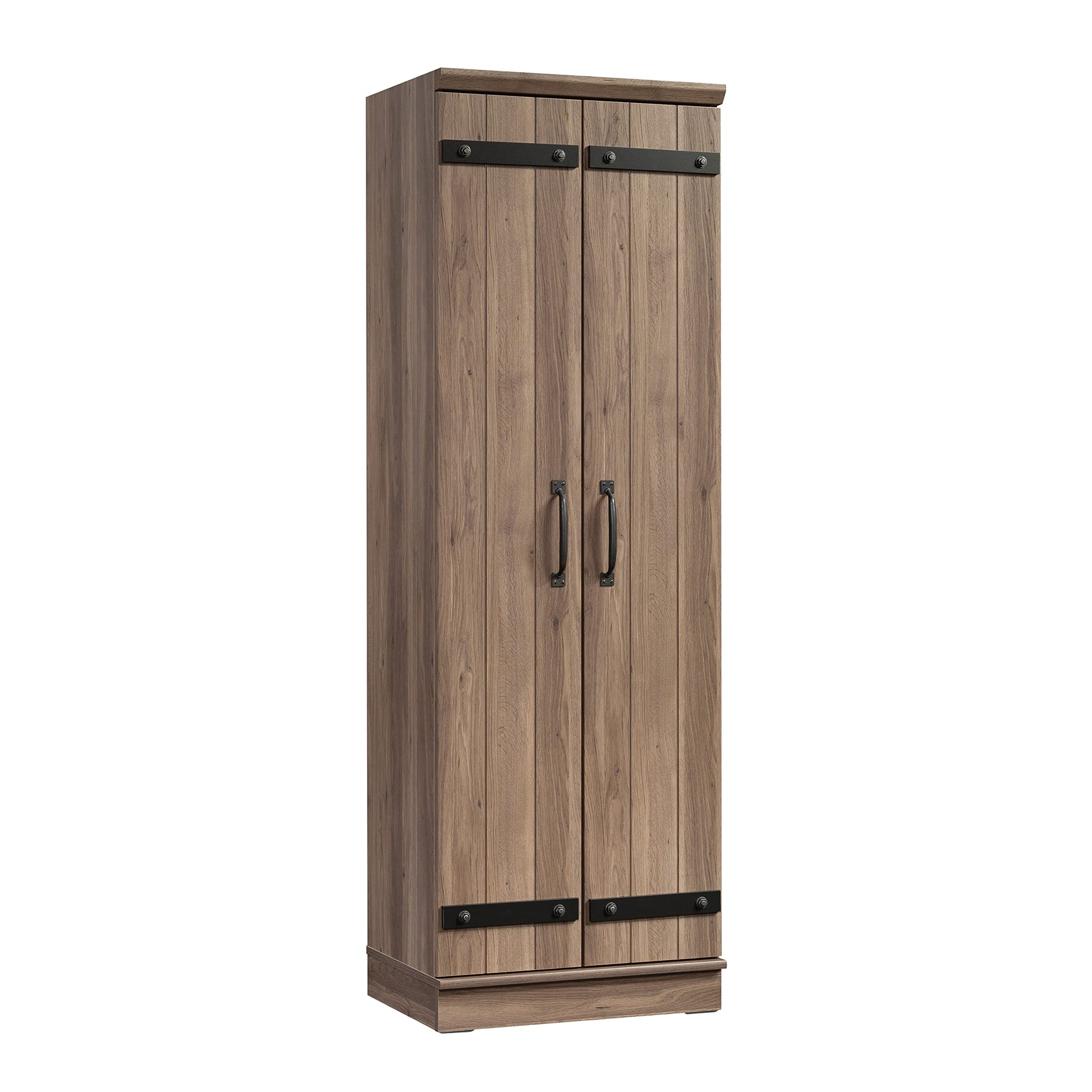 Sauder HomePlus 2-Door Farmhouse Storage Cabinet/Pantry cabinets, Salt Oak Finish - WoodArtSupply