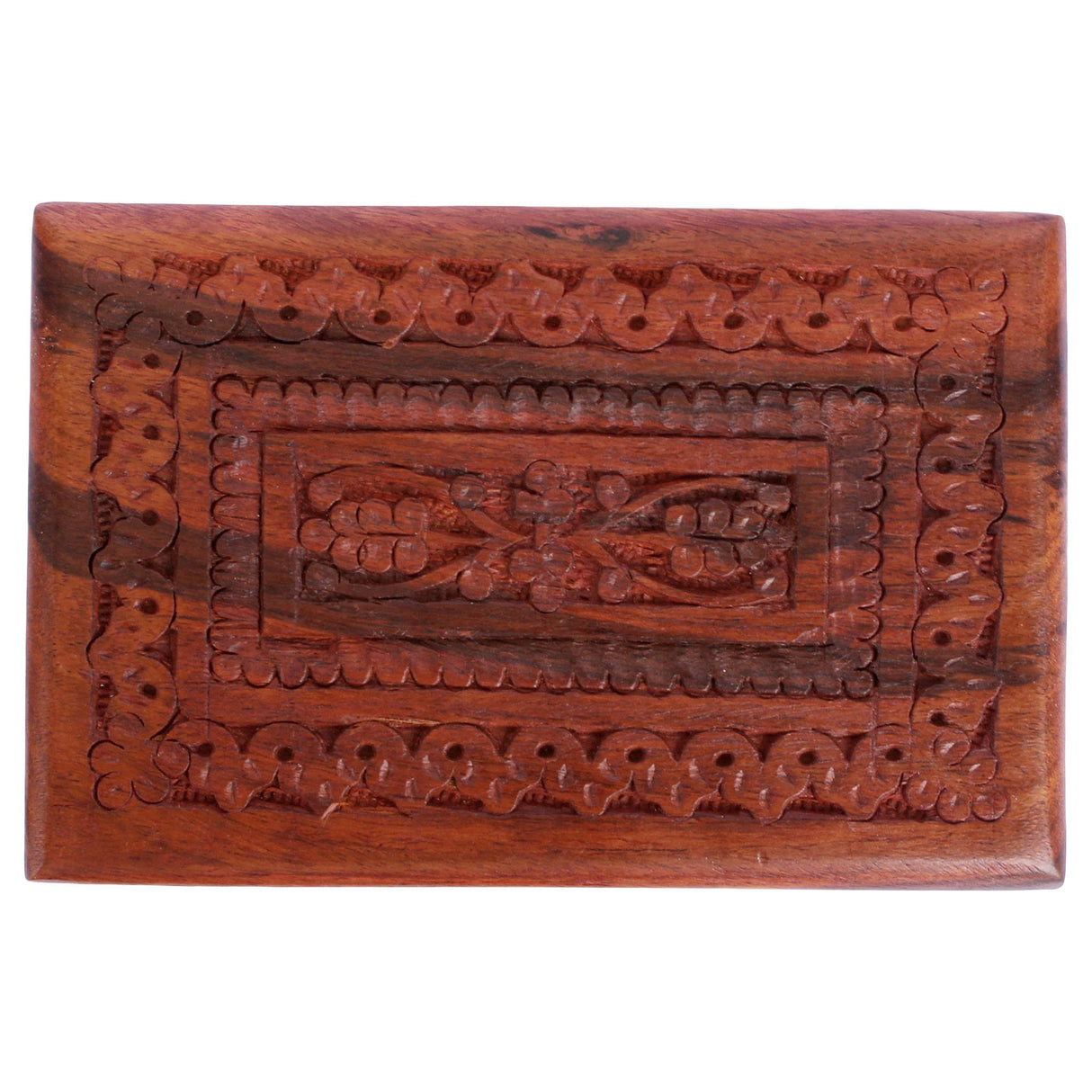 ITOS365 Handmade Wooden Keepsake Storage Case Jewelry Box Jewel Organizer - Floral Hand Carvings with Brass Inlay - Gifts for Women, 7 x 5 Inches ITOS365