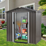 Vongrasig 6x4 FT Outdoor Storage Shed, Metal Garden Shed Clearance with Window and Lockable Door, All-Weather Sloping Roof Tool Shed for Backyard, Patio, Grey Vongrasig