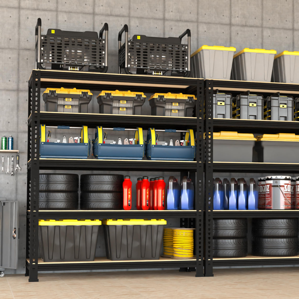 BuxWellBang 5 Tier Garage Storage Shelves - 32" W x 16" D x 63" H Adjustable Heavy Duty Metal Shelving Unit, Garage Shelving Organizers and Storage Utility Rack for Basement, Pantry, Kitchen, Black BuxWellBang