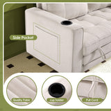 Urhanherry 54" Folding Sofa Bed Full Size, Pull Out Couch Small Love Seat Sleeper Bed Futon, Fold Out Floor Gaming Couch with Cup Holder for Dorm, Bedroom, Small Spaces(Beige) Urhanherry