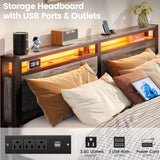 Homieasy King Size Bed Frame with 4 Storage Drawers and LED Charging Station Homieasy