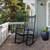 TLGREEN Outdoor Rocking Chair, Solid Wood Oversized Rocking Chair Outdoor with Wide Seat，All Weather Porch Patio Wooden Rocking Chair, Easy to Assemble for Indoor,Outdoor （Black） TLGREEN