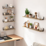 Fixwal Floating Shelves Width 4.7in Rustic Wood Wall Shelves Set of 8, Wall Shelves for Bedroom, Living Room, Kitchen, Bathroom, Office Decor and Plants Display (Carbonized Black) Fixwal