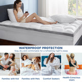 Bedsure 4 Inch Memory Foam Queen Mattress Topper, Dual Layer 2.5 Inch Gel Memory Foam & 800 GSM Waterproof Pillow Top Cooling Mattress Pad with 8-21 Inch Deep Pocket (Queen, 60x80 Inches) Bedsure