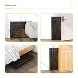 Lutown-Teen 32 inch Small Folding Computer Desk, Writing Gaming Computer Desk for Small Spaces, No Assembly Required Home Office Desk, Rustic Brown Lutown-Teen