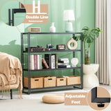 HCHQHS Bookshelf, 4-Tier Industrial Bookcase, Black Open Book Shelf, Freestanding Tall Bookshelves with Metal Frame HCHQHS