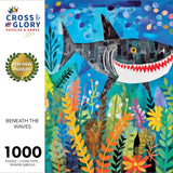 Cross & Glory - Beneath The Waves: Shark's Colorful Realm - 1000 Piece Jigsaw Puzzle for Adults & Kids 12+ | Vibrant Oceanic Art | Satin Finish | 20x27 Inches Cross & Glory