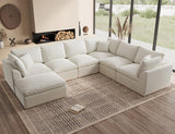 ohllob Oversized Cloud Couches for Living Room, Convertible Sectional Couch with Ottoman, 7 Seater Large Modular Sectional Sofa, Warm White ohllob