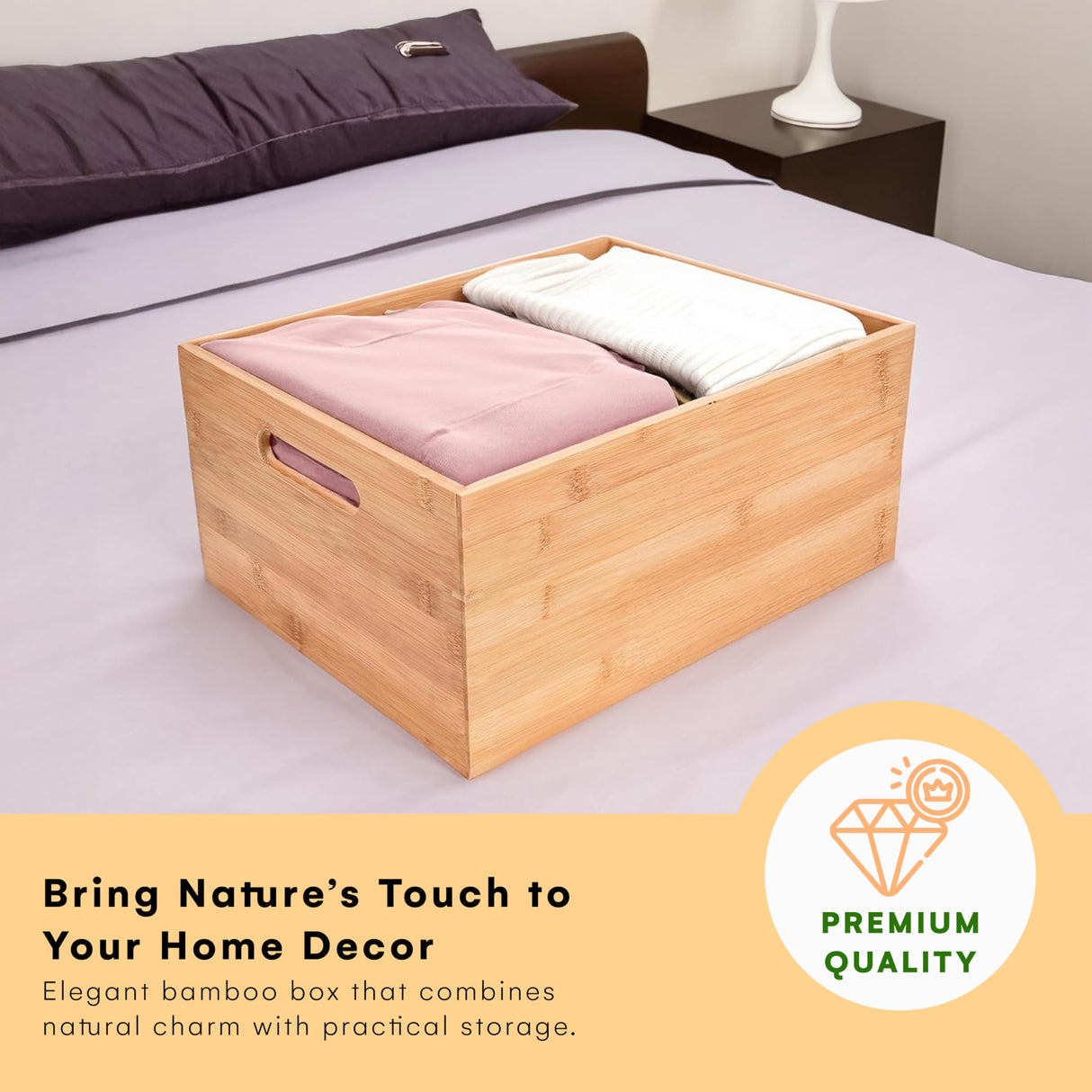 Prosumer's Choice Bamboo Storage Box - Wood Crate - Bamboo Box Storage for Kitchen, Living Room, Office - Arts & Crafts Container Caddy Basket - Home Decor & Organization Accessories 14"L x 11"W x 6"H Prosumer's Choice