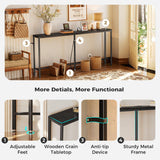 SUPERJARE 70 Inch Console Table with Outlet, Sofa Table with Charging Station, Narrow Entryway Table, Skinny Hallway Table, Behind Couch Table, for Living Room, Black SUPERJARE