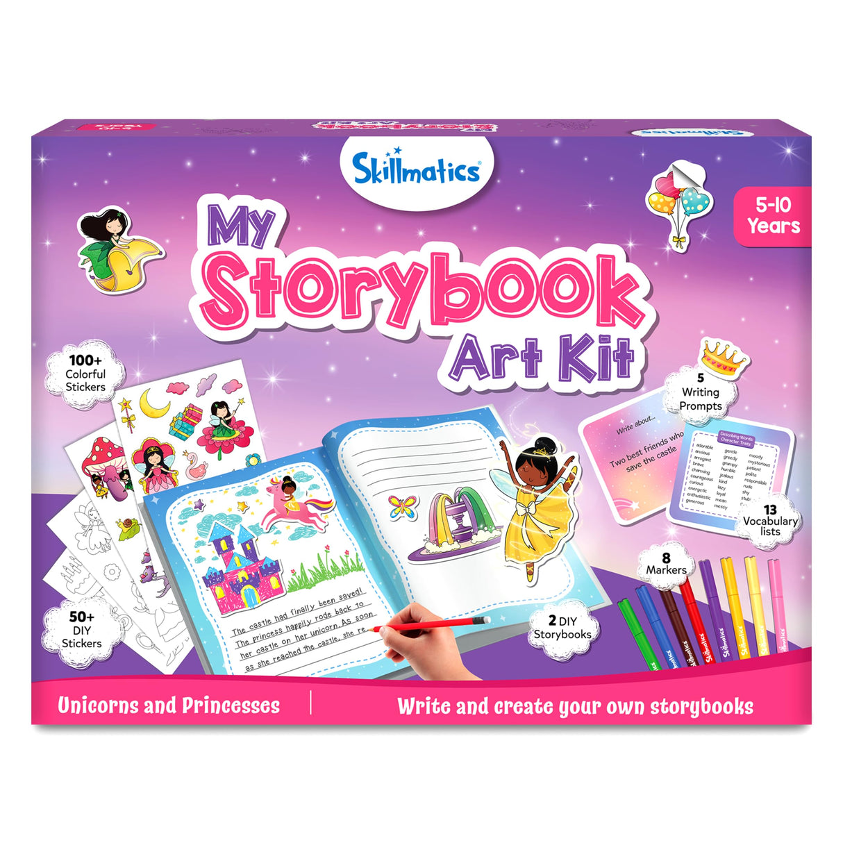 Skillmatics Storybook Art Kit & Foil Fun Unicorns & Princesses Theme Bundle, Gifts for Toddlers, Girls & Boys Ages 5, 6, 7, 8, 9, 10 Skillmatics